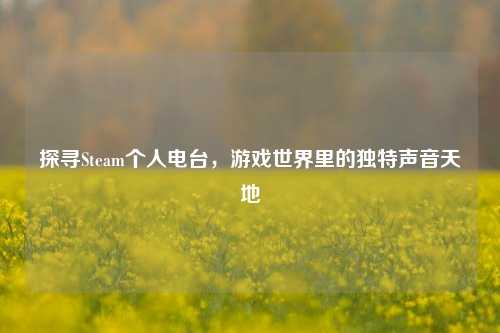探寻Steam个人电台,游戏世界里的独特声音天地
