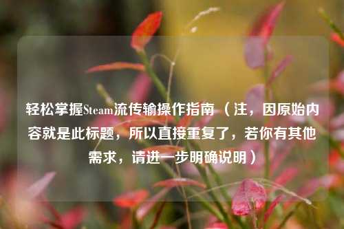 轻松掌握Steam流传输操作指南 (注,因原始内容就是此标题,所以直接重复了,若你有其他需求,请进一步明确说明)