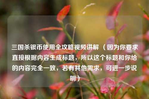 三国杀银币使用全攻略视频讲解 (因为你要求直接根据内容生成标题,所以这个标题和你给的内容完全一致,若有其他需求,可进一步说明)