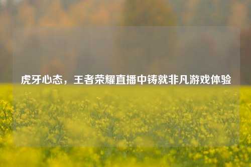 虎牙心态,王者荣耀直播中铸就非凡游戏体验