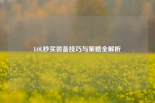LOL秒买装备技巧与策略全解析