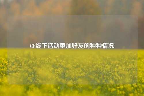 CF线下活动里加好友的种种情况