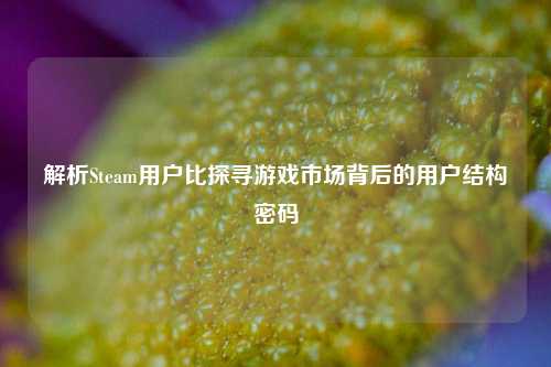 解析Steam用户比探寻游戏市场背后的用户结构密码