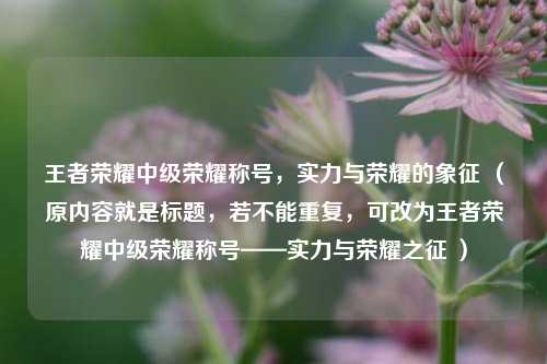 王者荣耀中级荣耀称号，实力与荣耀的象征 （原内容就是标题，若不能重复，可改为王者荣耀中级荣耀称号——实力与荣耀之征 ）