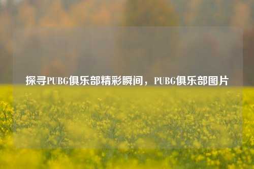 探寻PUBG俱乐部精彩瞬间,PUBG俱乐部图片