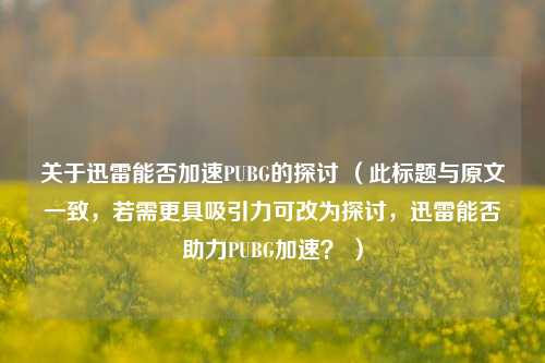关于迅雷能否加速PUBG的探讨 （此标题与原文一致，若需更具吸引力可改为探讨，迅雷能否助力PUBG加速？ ）
