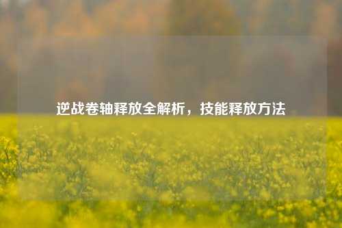 逆战卷轴释放全解析，技能释放 *** 