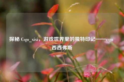 探秘 Csgo_xixi,游戏世界里的独特印记——csgo 西西弗斯