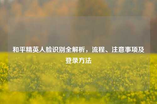 和平精英人脸识别全解析，流程、注意事项及登录 *** 