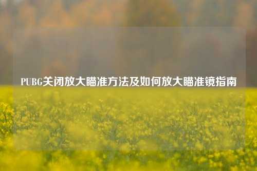 PUBG关闭放大瞄准 *** 及如何放大瞄准镜指南