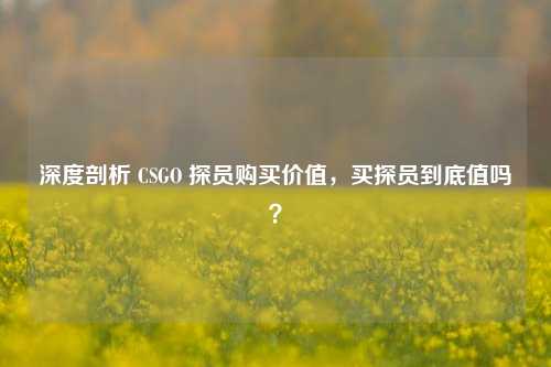 深度剖析 CSGO 探员购买价值，买探员到底值吗？