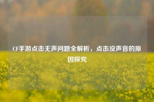 CF手游点击无声问题全解析，点击没声音的原因探究