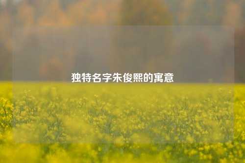 详细阅读:独特名字朱俊熙的寓意 独特名字朱俊熙的寓意