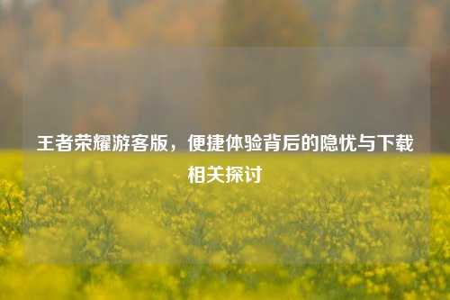 王者荣耀游客版,便捷体验背后的隐忧与下载相关探讨