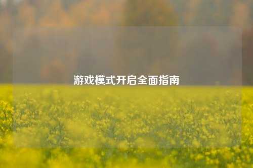 游戏模式开启全面指南