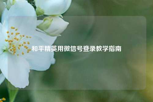 和平精英用微信号登录教学指南