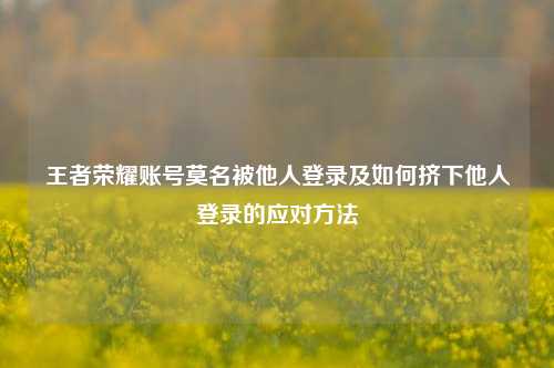 王者荣耀账号莫名被他人登录及如何挤下他人登录的应对     
