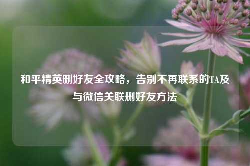 和平精英删好友全攻略，告别不再联系的TA及与微信关联删好友     