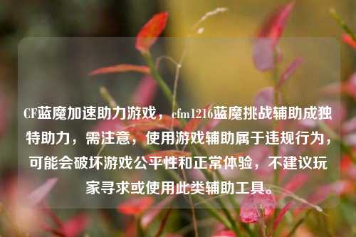 CF蓝魔加速助力游戏，cfm1216蓝魔挑战辅助成独特助力，需注意，使用游戏辅助属于违规行为，可能会破坏游戏公平性和正常体验，不建议玩家寻求或使用此类辅助工具。