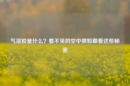 气溶胶是什么？看不见的空中微粒藏着这些秘密