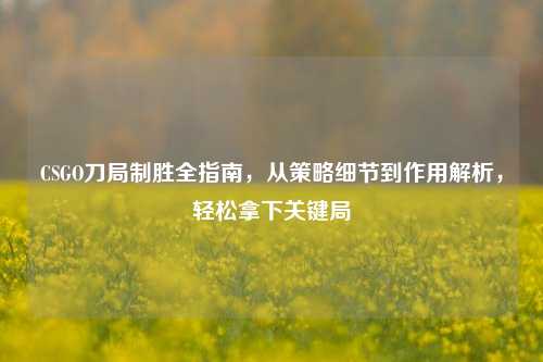 CSGO刀局制胜全指南，从策略细节到作用解析，轻松拿下关键局