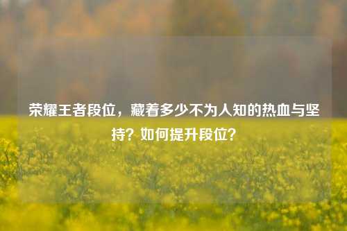 荣耀王者段位,藏着多少不为人知的热血与坚持?如何提升段位?