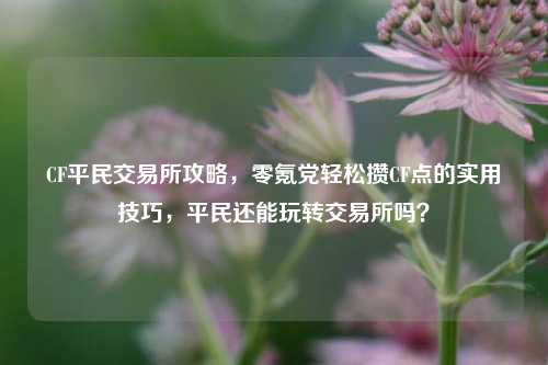 CF平民交易所攻略,零氪党轻松攒CF点的实用技巧,平民还能玩转交易所吗?