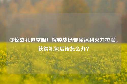 CF惊喜礼包空降!解锁战场专属福利火力拉满,获得礼包后该怎么办?