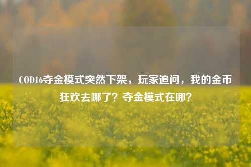 COD16夺金模式突然下架,玩家追问,我的金币狂欢去哪了?夺金模式在哪?