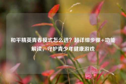 和平精英青春模式怎么进?超详细步骤+功能解读,守护青少年健康游戏