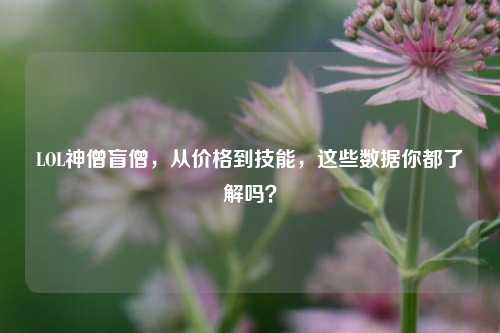 LOL神僧盲僧,从价格到技能,这些数据你都了解吗?
