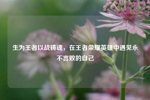 生为王者以战铸魂,在王者荣耀英雄中遇见永不言败的自己