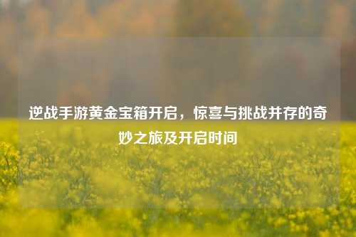 逆战手游黄金宝箱开启,惊喜与挑战并存的奇妙之旅及开启时间