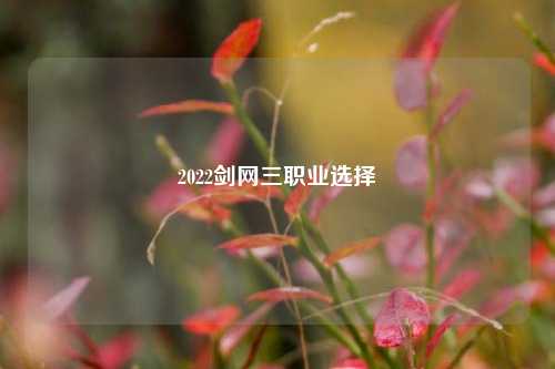 2022剑网三职业选择