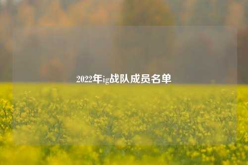 2022年ig战队成员名单