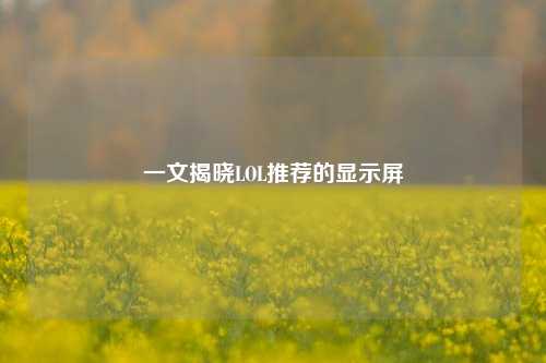 一文揭晓LOL推荐的显示屏