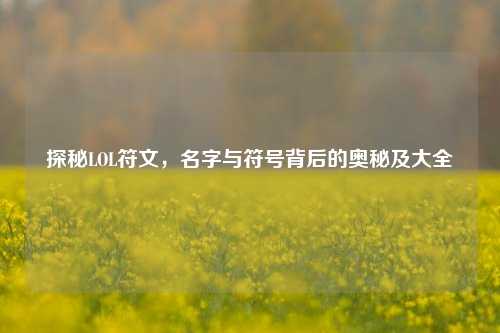 探秘LOL符文,名字与符号背后的奥秘及大全